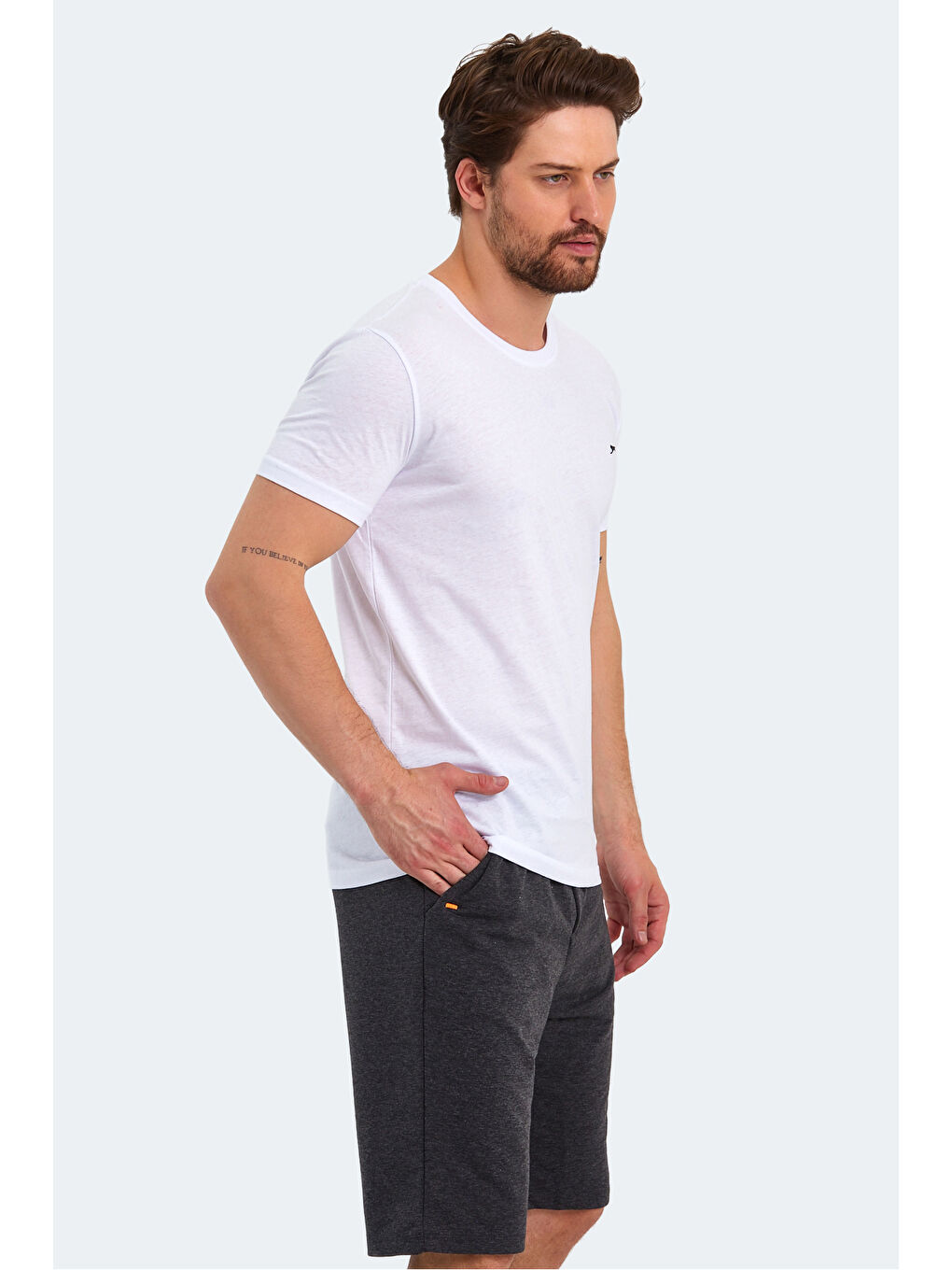 SANDER KTN Erkek %100 Pamuk Tişört Beyaz-5