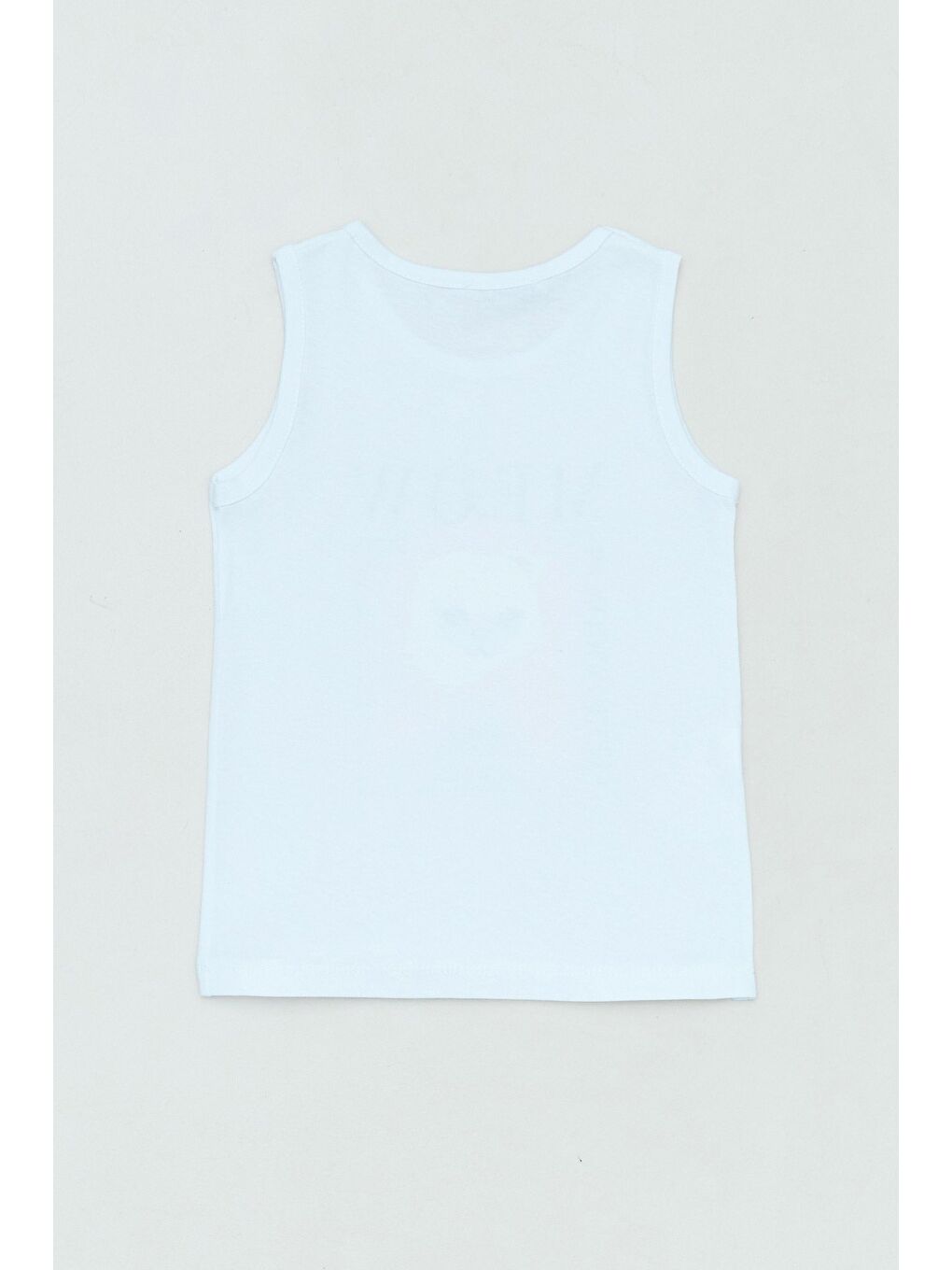 Beyaz %100 Pamuk Kedi Baskılı Kalın Askılı Kız Çocuk Tişört-1