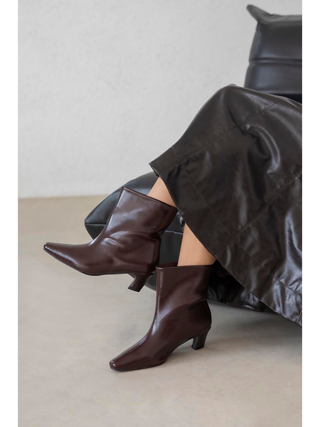 Viva Kadın Kırışık Deri Bot Bordo-3