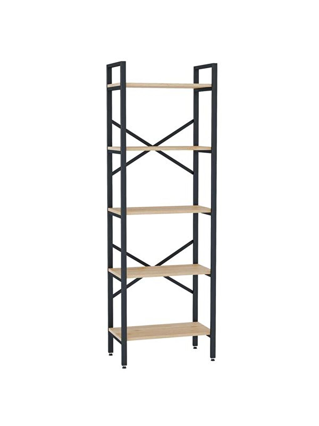 Kahverengi Athena 5 Raflı Metal Kitaplık - Sepet-11