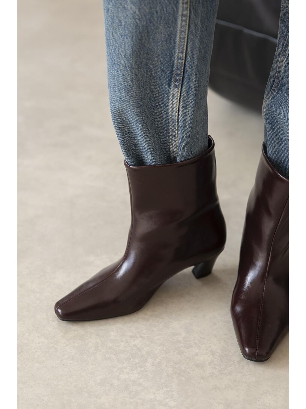 Viva Kadın Kırışık Deri Bot Bordo-5