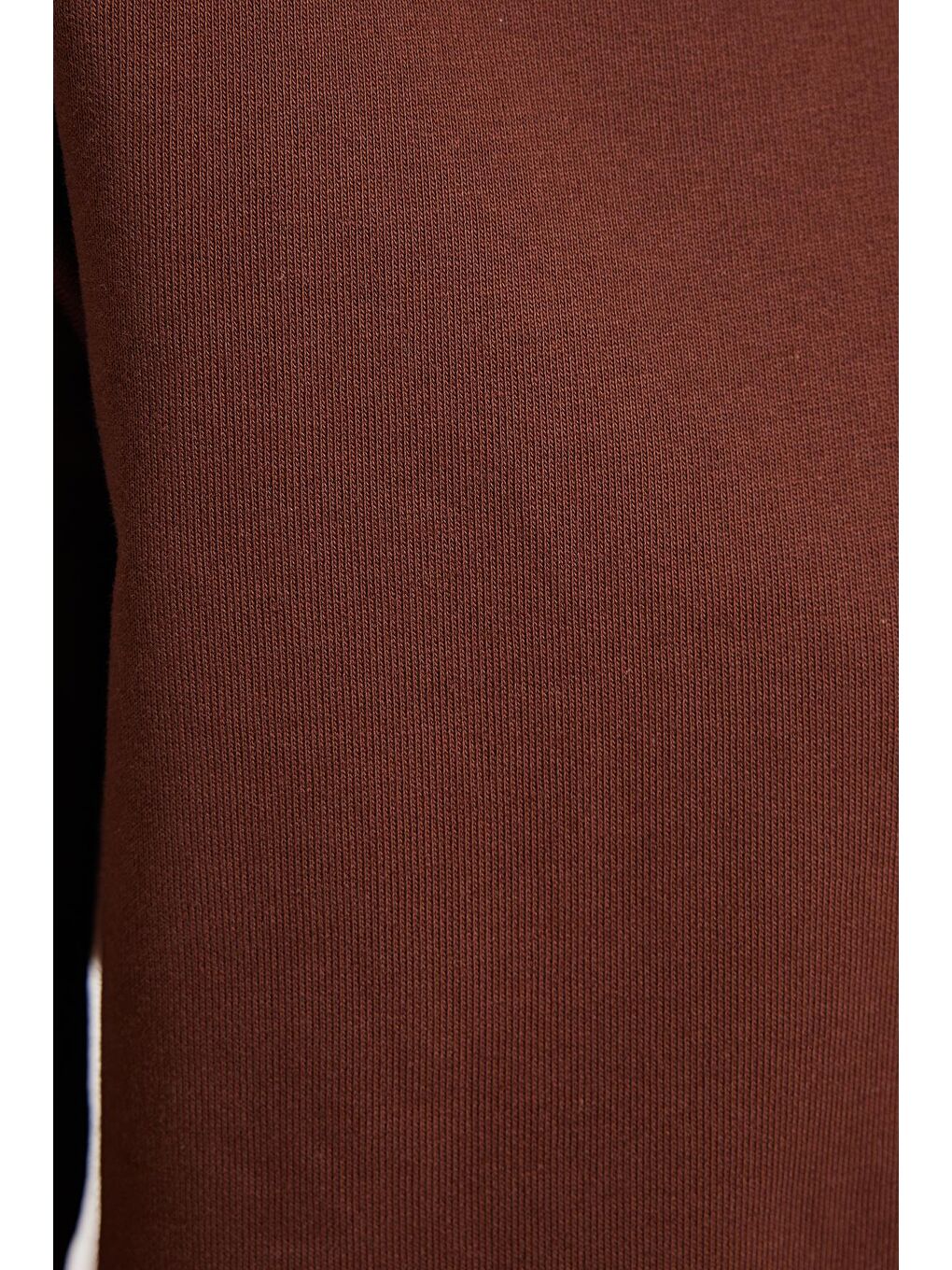 Kadın Oversize Geniş Kesim %100 Pamuk 2 İplik Bisiklet Yaka Kahverengi Sweatshirt-3