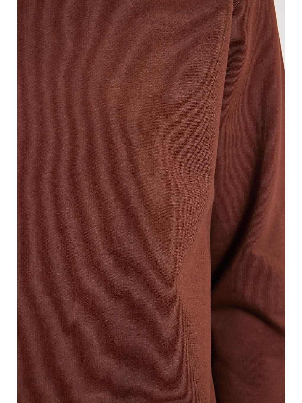 Kadın Oversize Geniş Kesim %100 Pamuk 2 İplik Bisiklet Yaka Kahverengi Sweatshirt-4