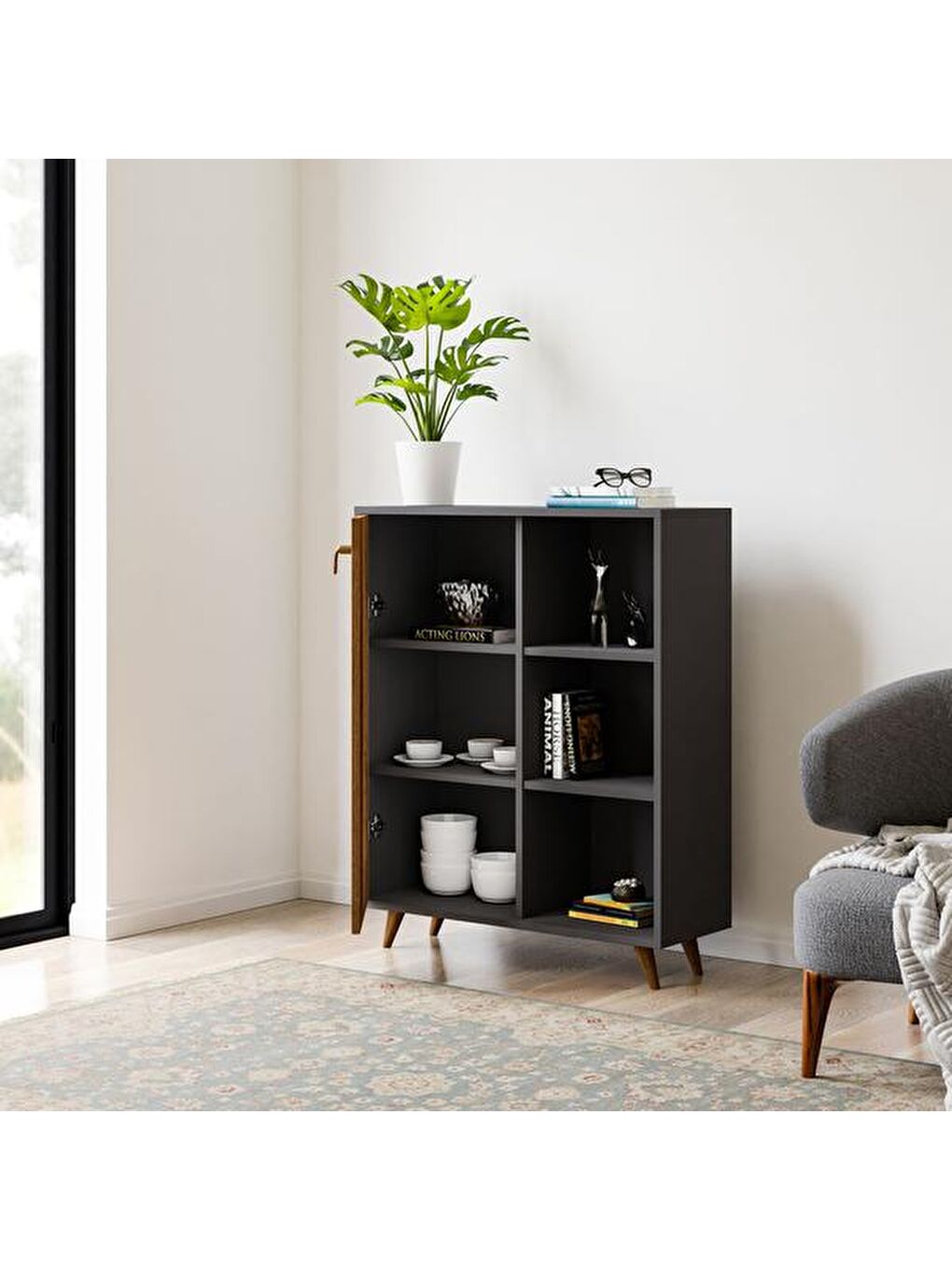 Gri Irmak Çok Amaçlı Dolap - Antrasit / Kafkas Meşe-2