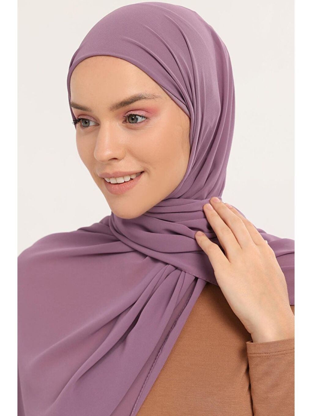 Pembe Hazır Pratik Lüks Boru Boneli Şifon Şal-1