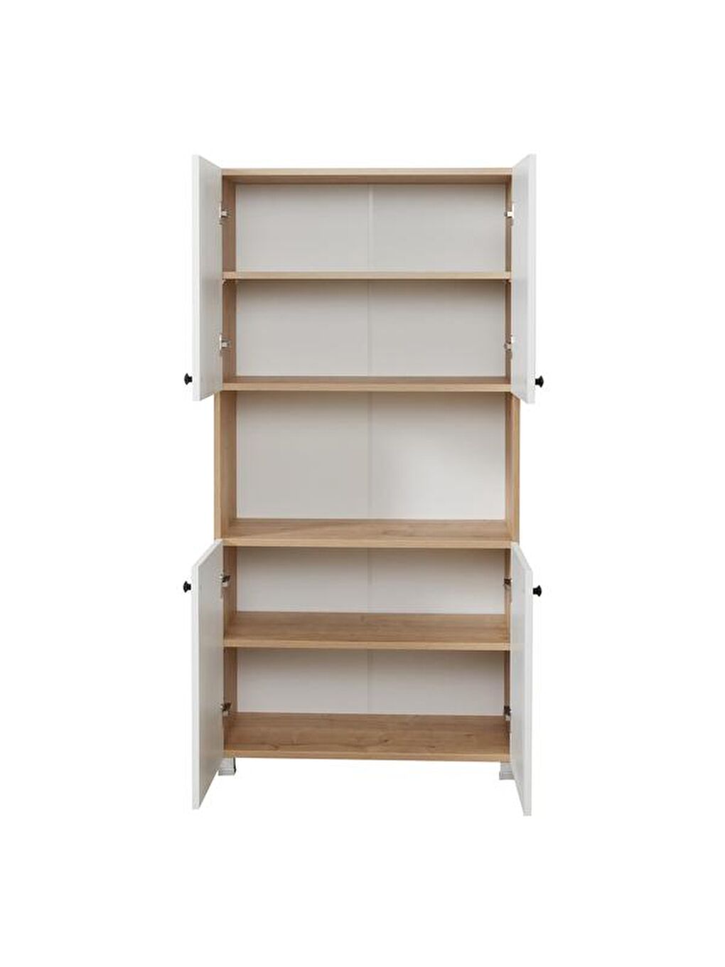 Kahverengi Ares 4 Kapaklı Orta Bölmeli Çok Amaçlı Dolap - Safir Meşe / Beyaz-1