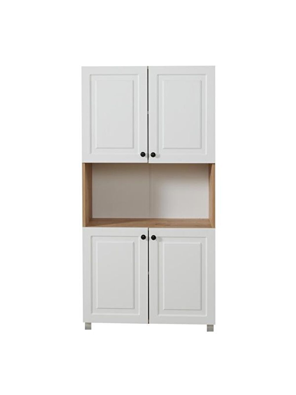 Kahverengi Ares 4 Kapaklı Orta Bölmeli Çok Amaçlı Dolap - Safir Meşe / Beyaz-3