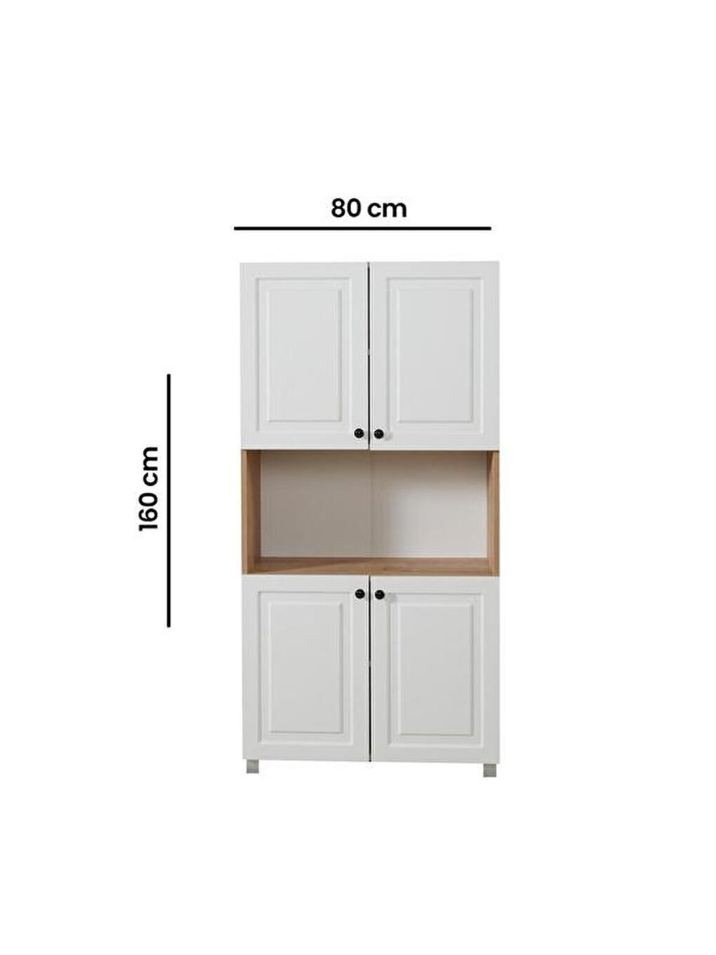 Kahverengi Ares 4 Kapaklı Orta Bölmeli Çok Amaçlı Dolap - Safir Meşe / Beyaz-5