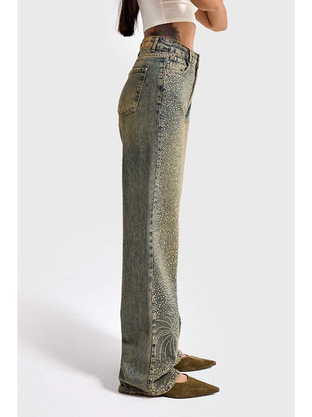 Mavi Kadın T.Kot Rengi T-4w5-11 Straight Fit Yüksek Bel Parlak Taşlı Özel Tasarım Denim Jean-2