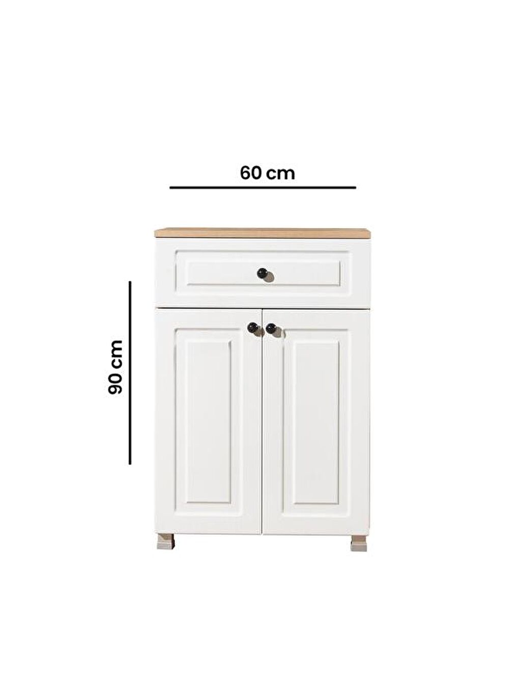 Kahverengi Ares 2 Kapak ve Çekmeceli Çok Amaçlı Dolap - Safir Meşe / Beyaz-2