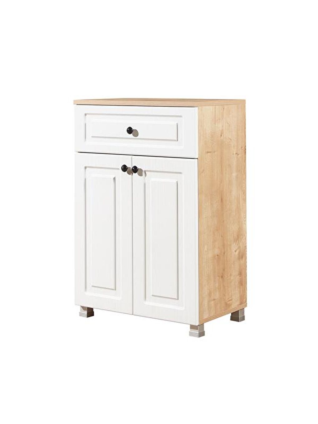 Kahverengi Ares 2 Kapak ve Çekmeceli Çok Amaçlı Dolap - Safir Meşe / Beyaz-5