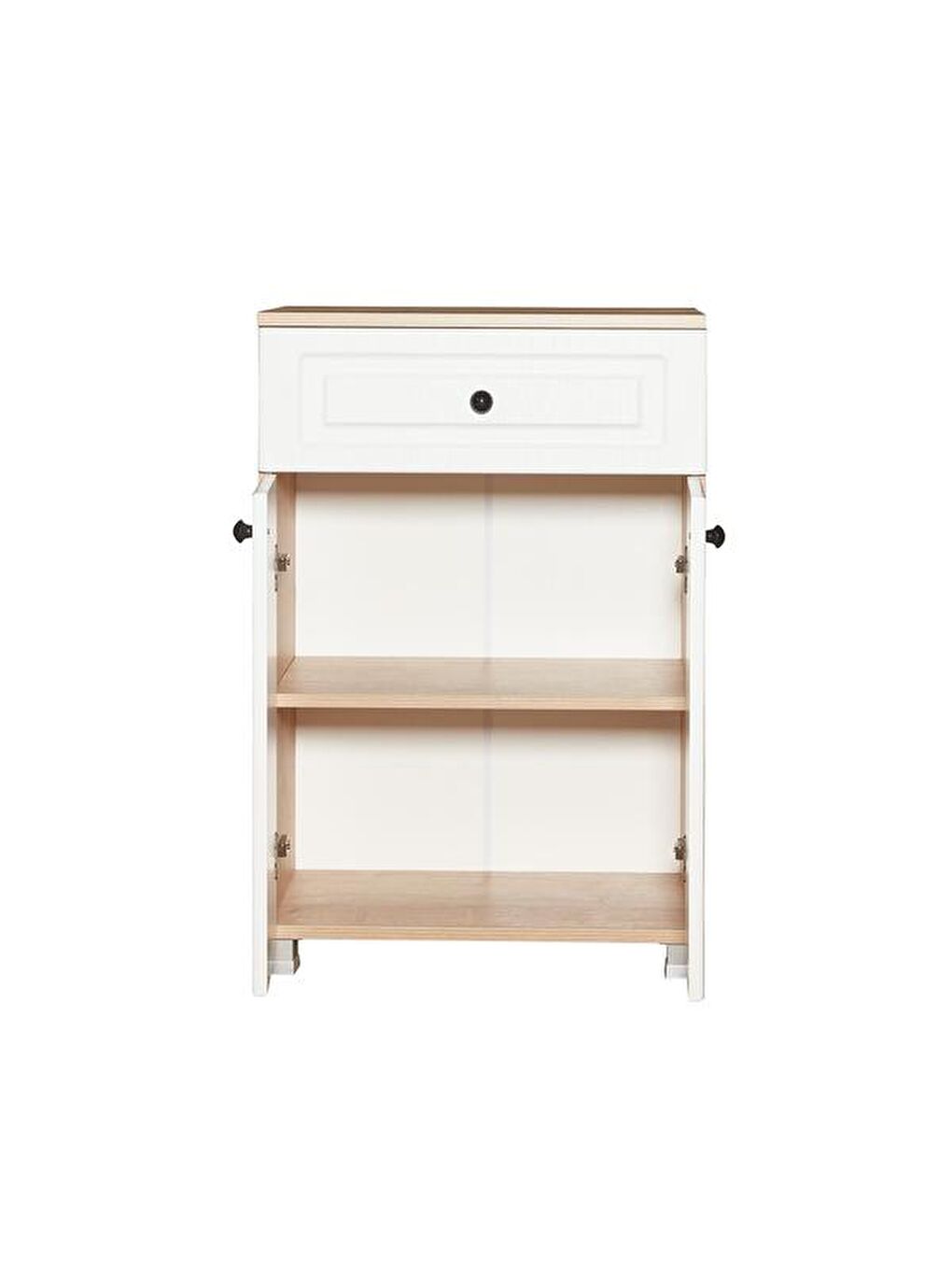 Kahverengi Ares 2 Kapak ve Çekmeceli Çok Amaçlı Dolap - Safir Meşe / Beyaz-6