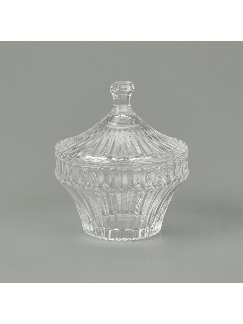 Renksiz Çizgili Desen Cam Kristal Şekerlik - Şeffaf - 7 cm