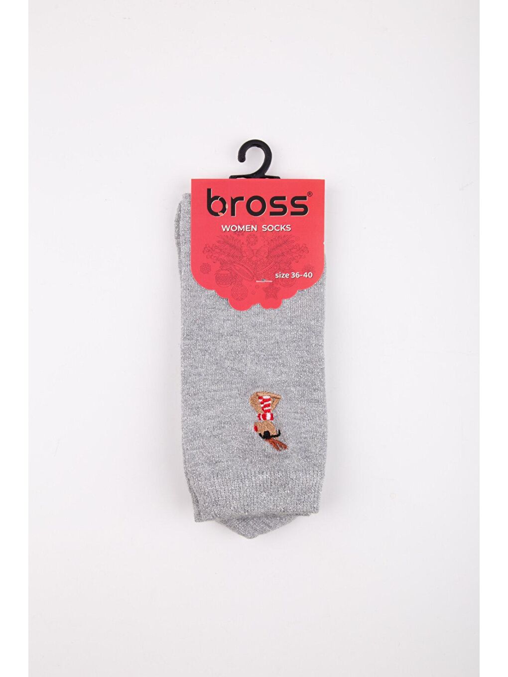 Karışık Yılbaşı Kutulu Simli Nakışlı Kadın Çorap-3