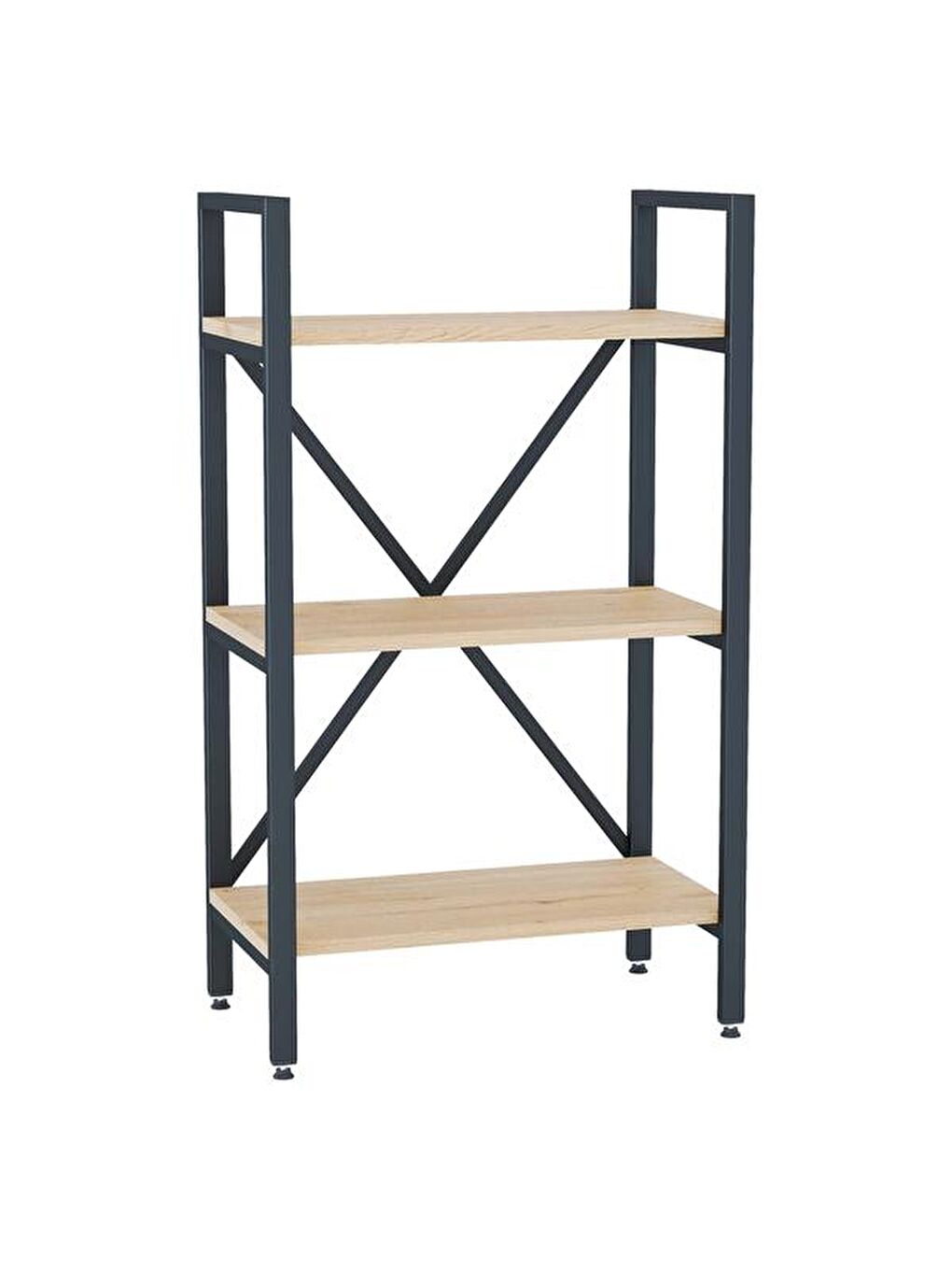 Kahverengi Athena 3 Raflı Metal Kitaplık - Sepet-7