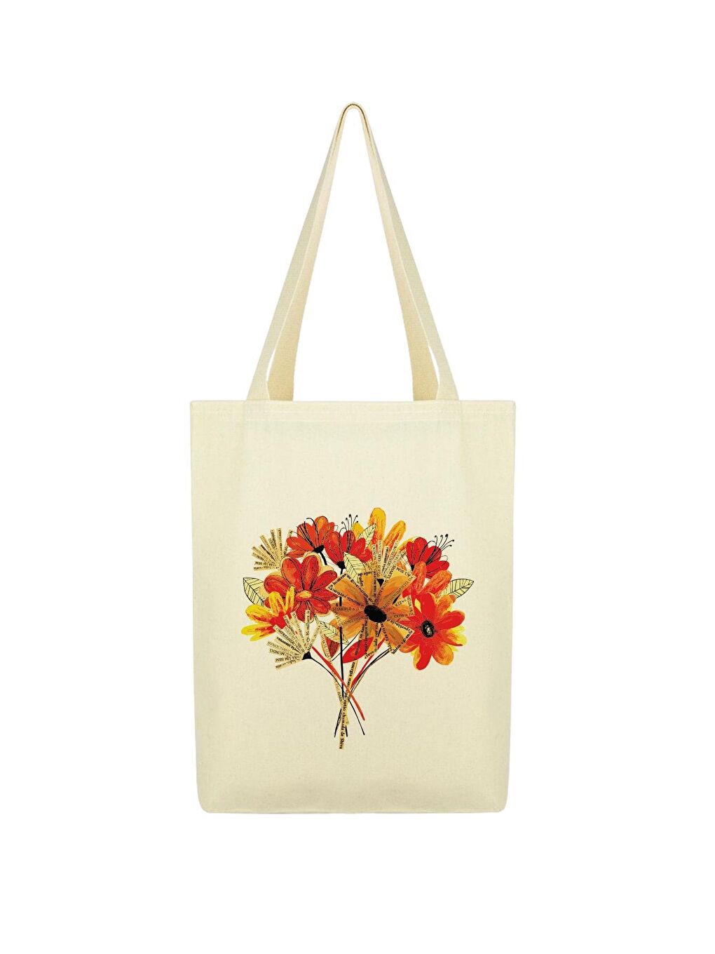 Ekru Baskılı Kanvas Çanta 10'lu Paket-2