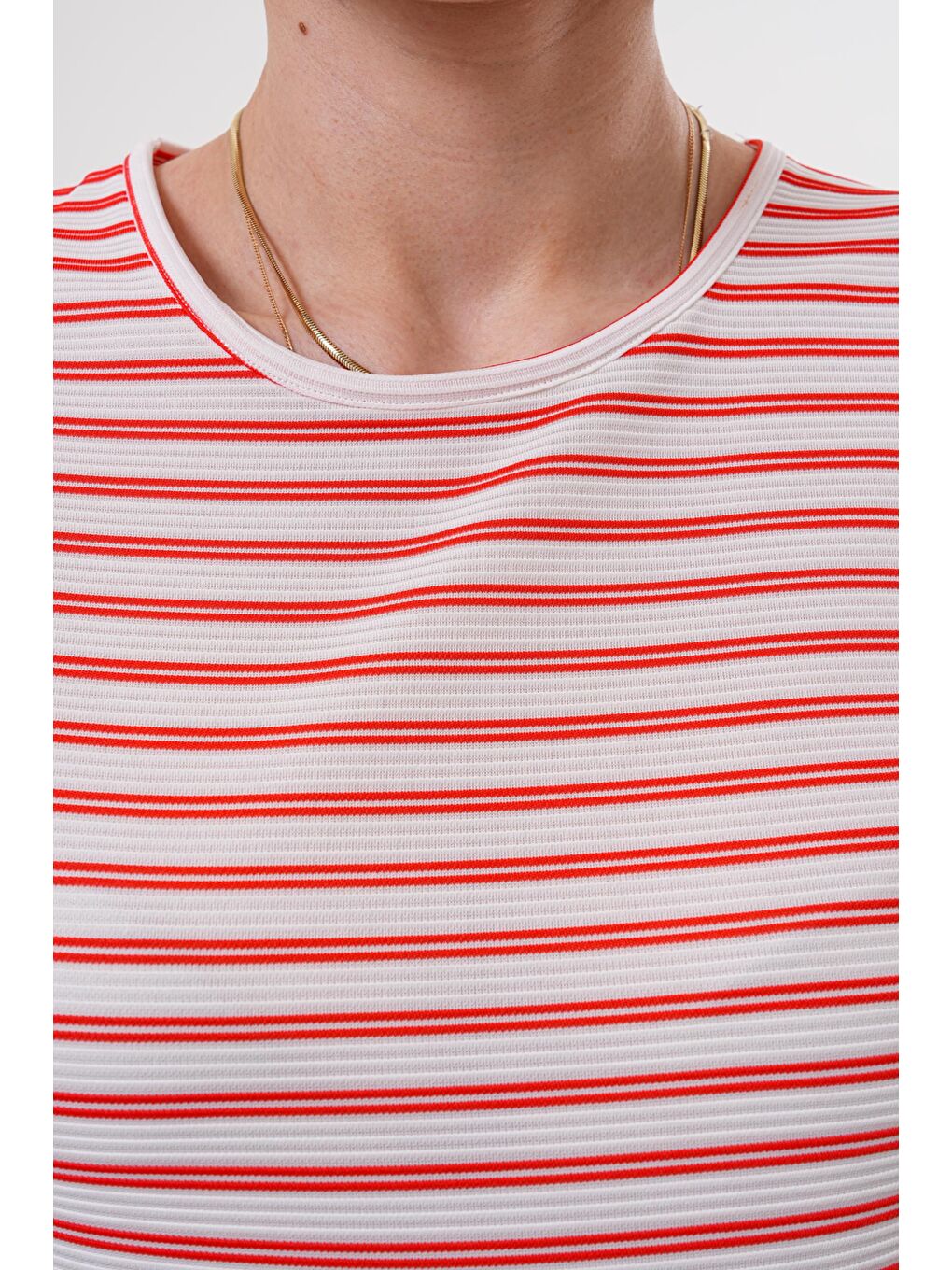 Kırmızı Beyaz Çizgili Hamile ve Lohusa Kısa Kol Uzun Elbise-5