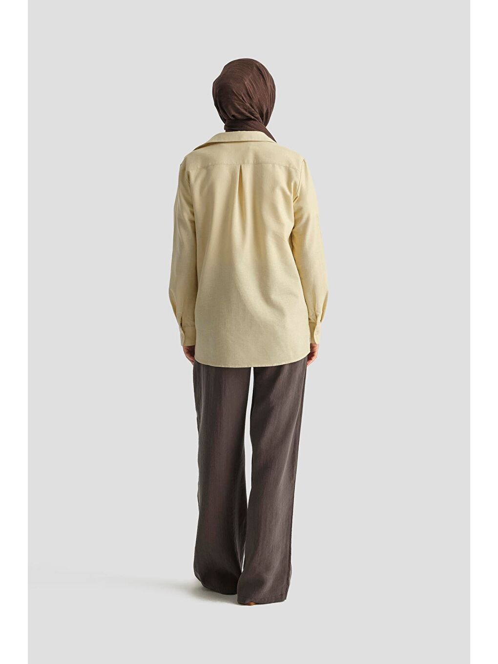 Kahverengi Kemerli Palazzo Lyocell Pantolon 25Y2810 Kakao-3