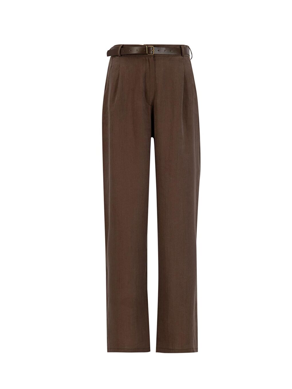 Kahverengi Kemerli Palazzo Lyocell Pantolon 25Y2810 Kakao-4