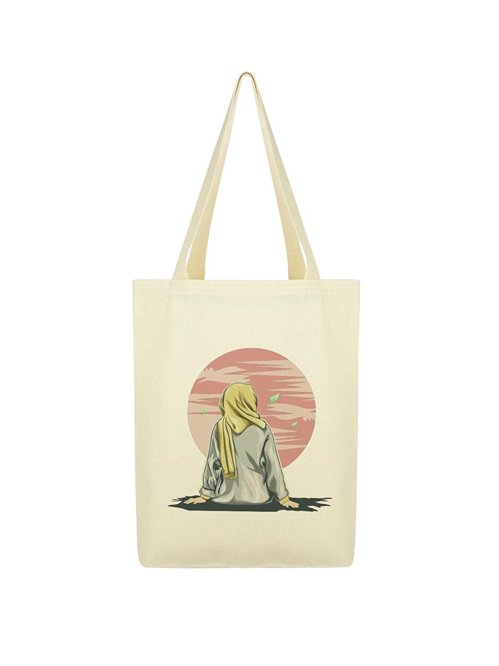 Ekru Baskılı Kanvas Çanta 10'lu Paket-8