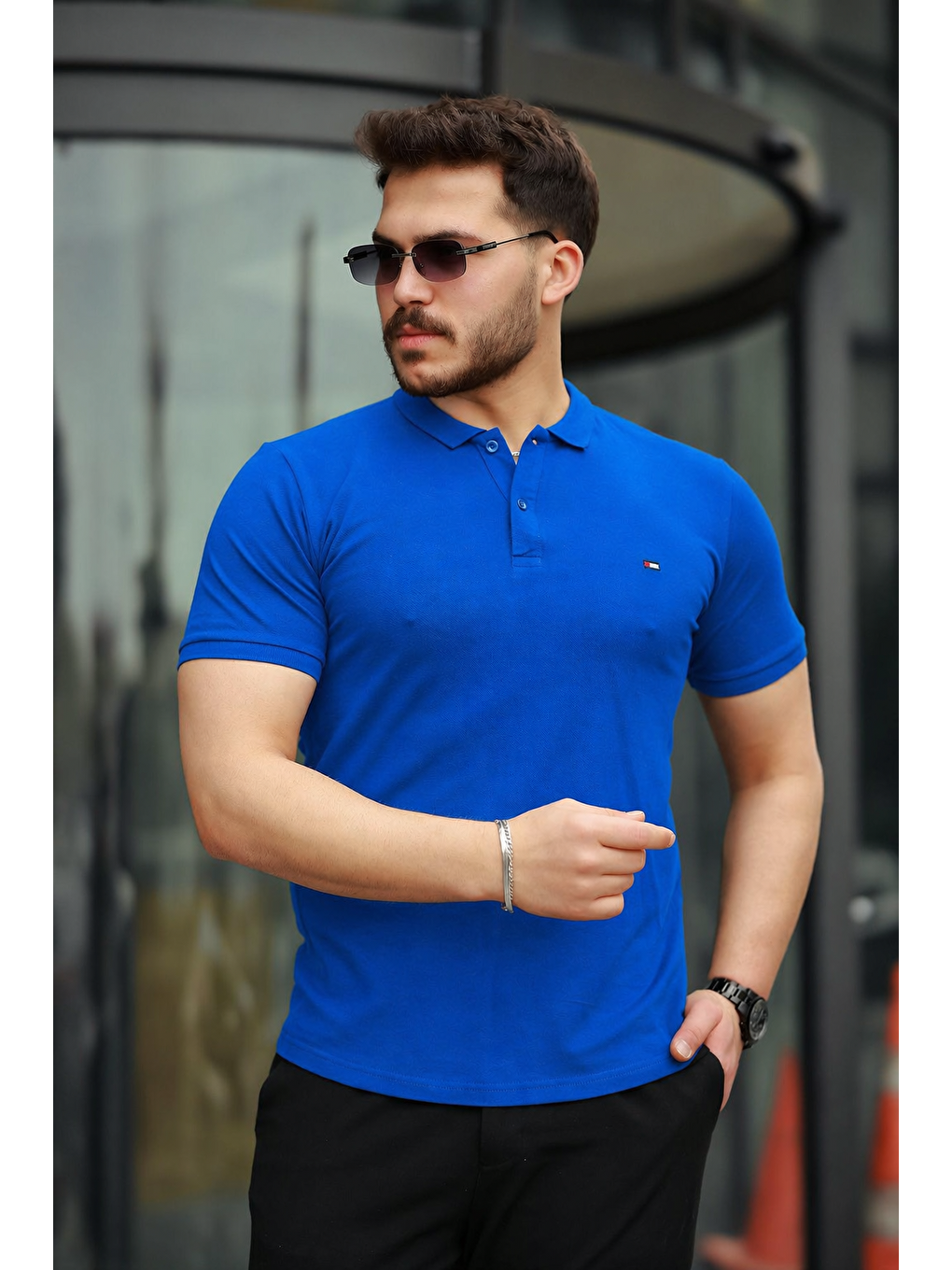 Mavi Erkek Polo Yaka Dar Kesim Tişört