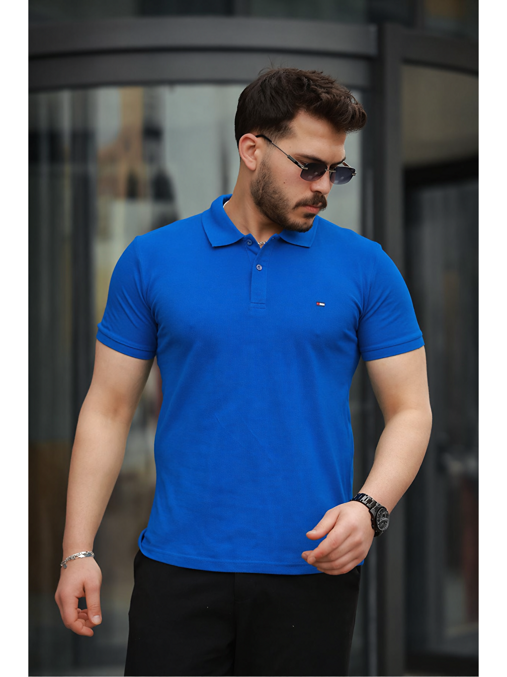 Mavi Erkek Polo Yaka Dar Kesim Tişört-1