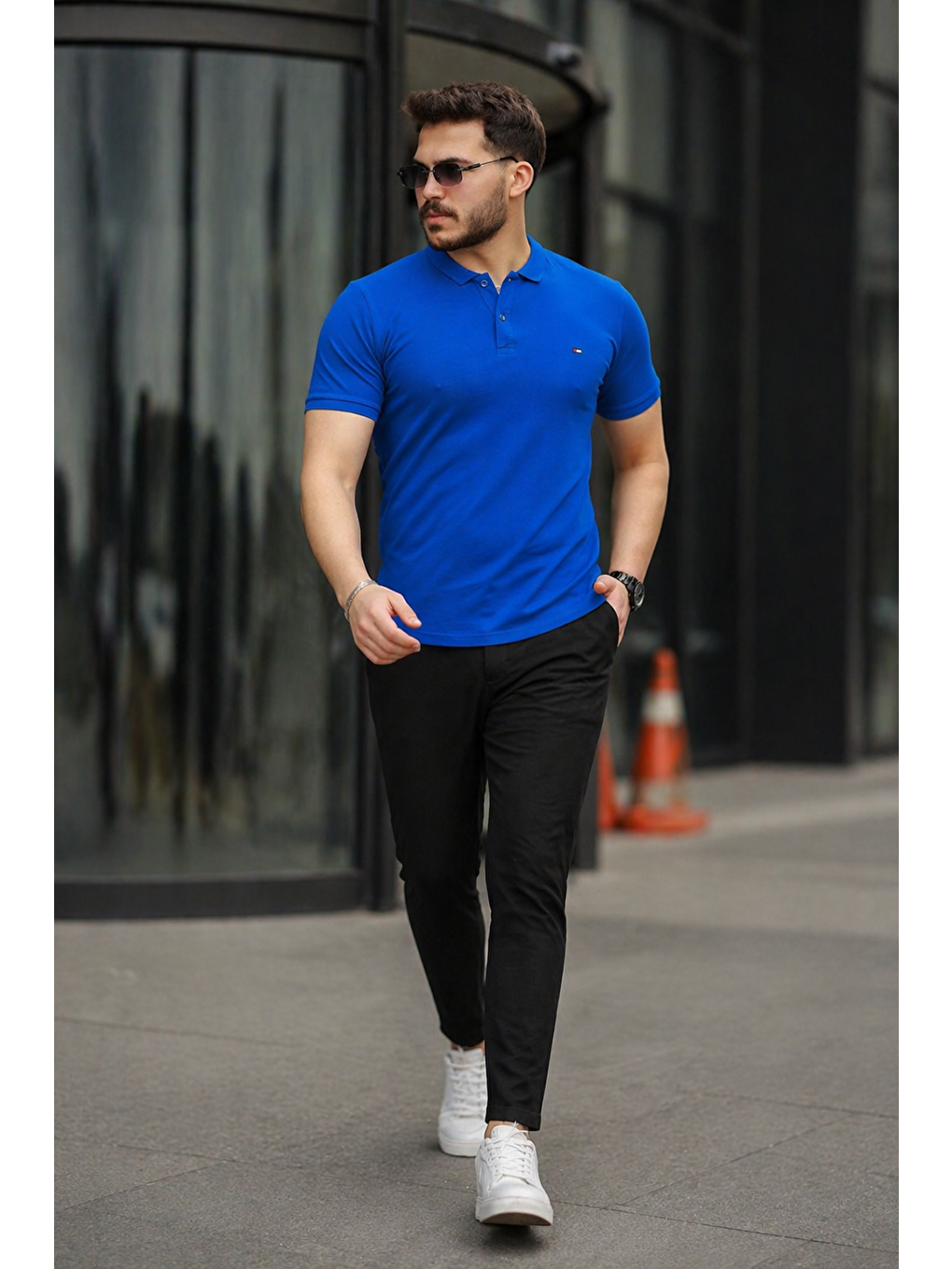 Mavi Erkek Polo Yaka Dar Kesim Tişört-4