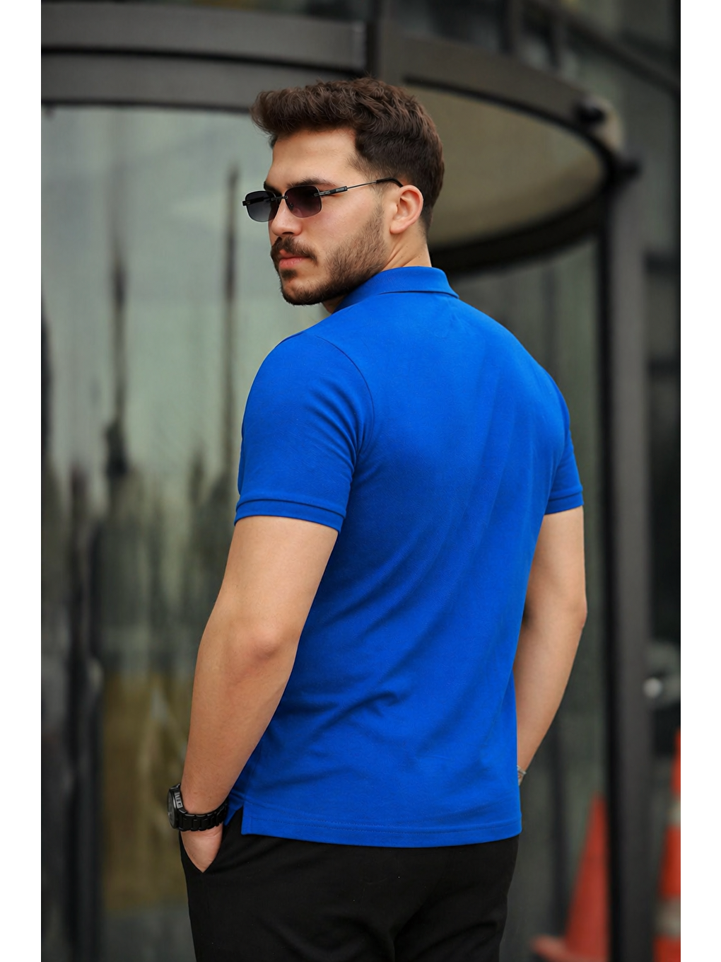 Mavi Erkek Polo Yaka Dar Kesim Tişört-5