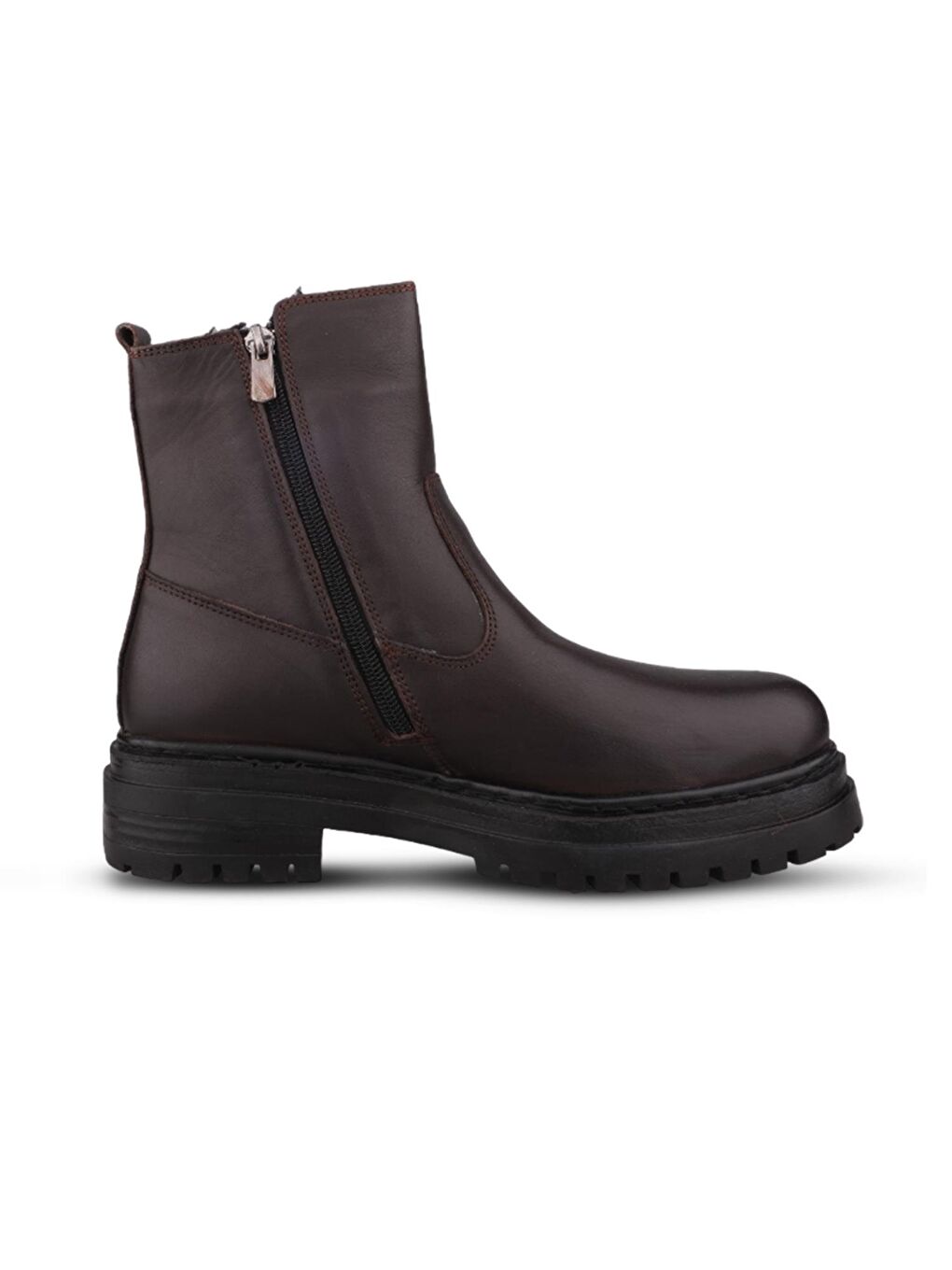 Kahverengi Kadın Günlük Bot - Kahve, Hakiki Deri