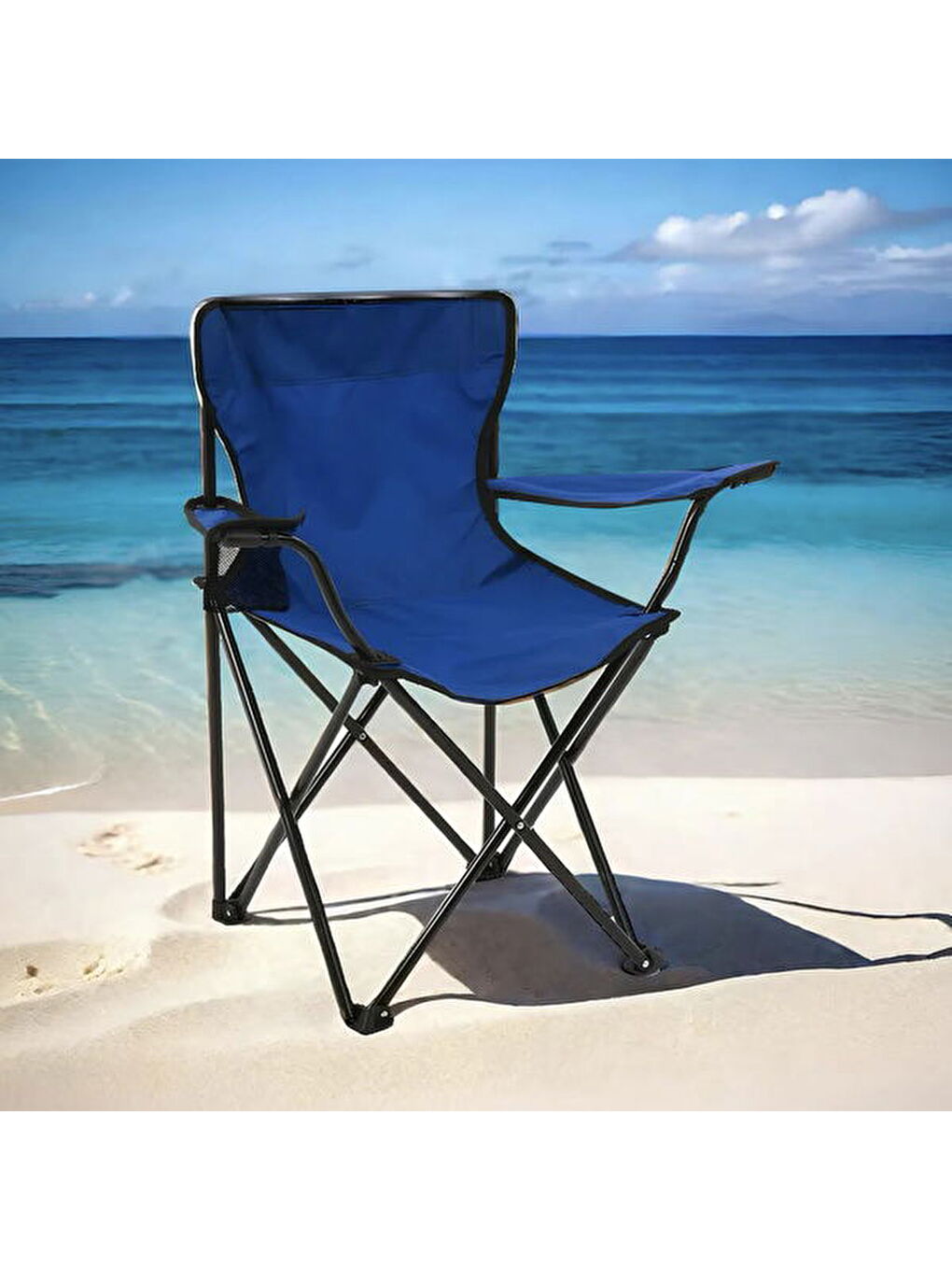 Piknik ve Kamp Sandalyesi - Mavi - 76x52x82 cm-4