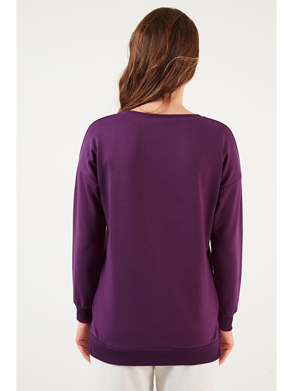 Mor Pamuklu Regular Fit Bisiklet Yaka Basic Sweat 5863569-4