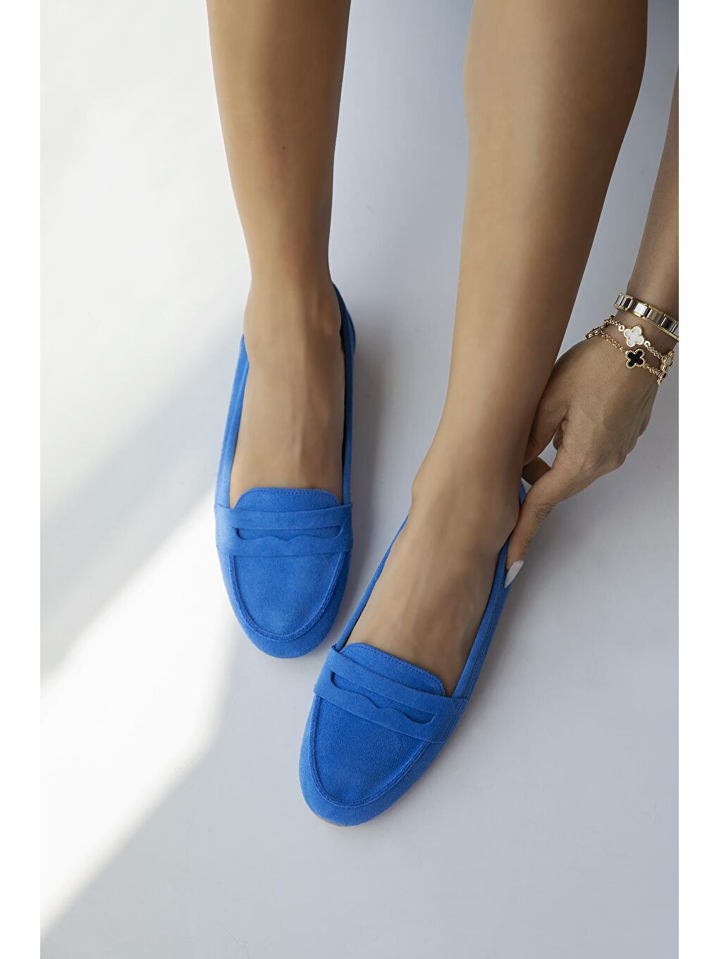 Micky  Kadın  Hakiki  Deri  Süet  Babet Saks Mavi