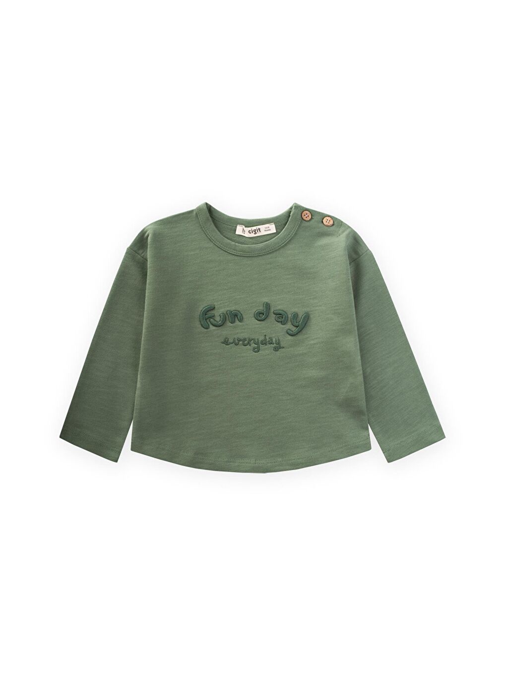 Nakışlı Sweatshirt 1-5 Yaş Yağ Yeşili