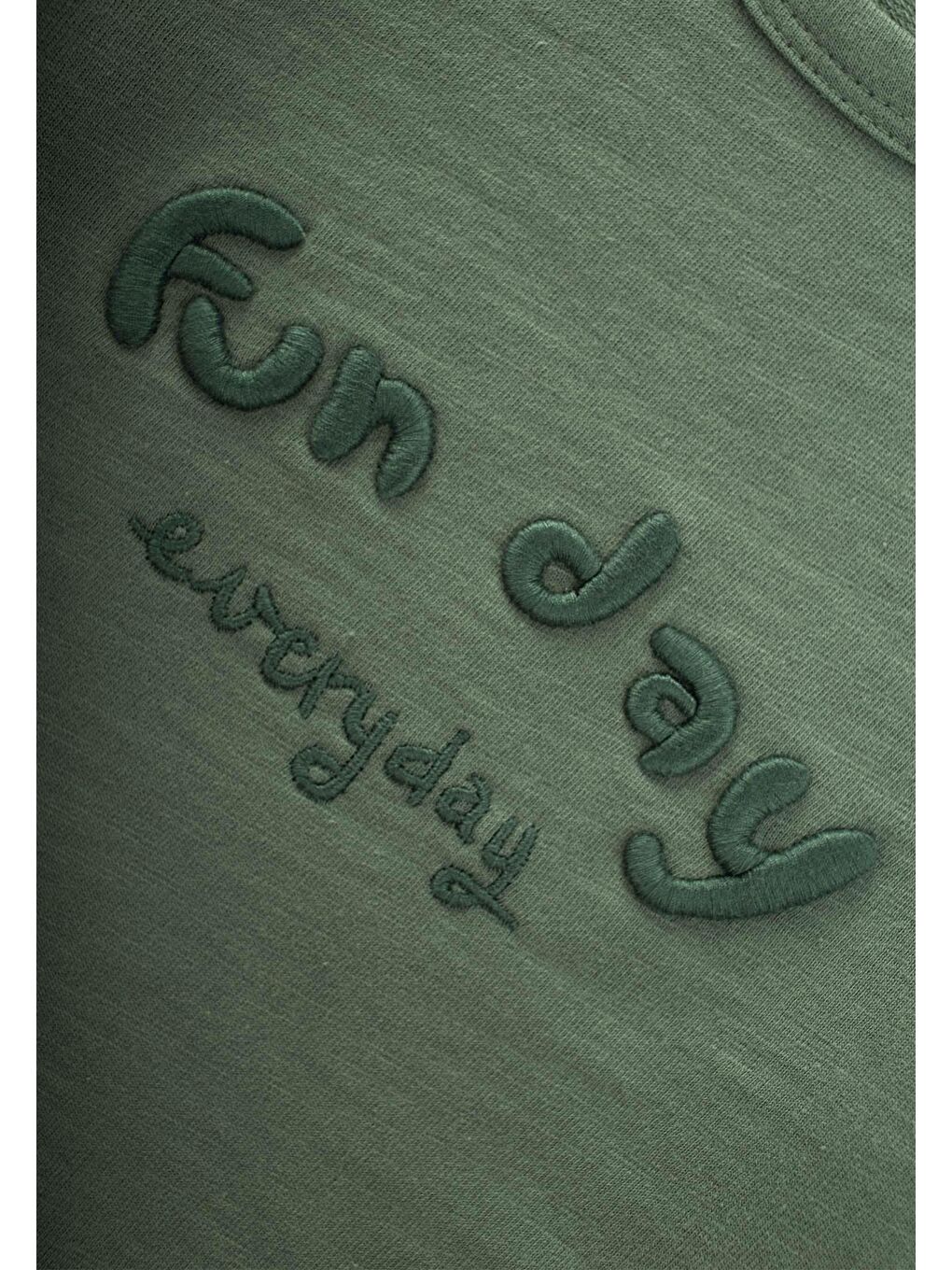 Nakışlı Sweatshirt 1-5 Yaş Yağ Yeşili-2