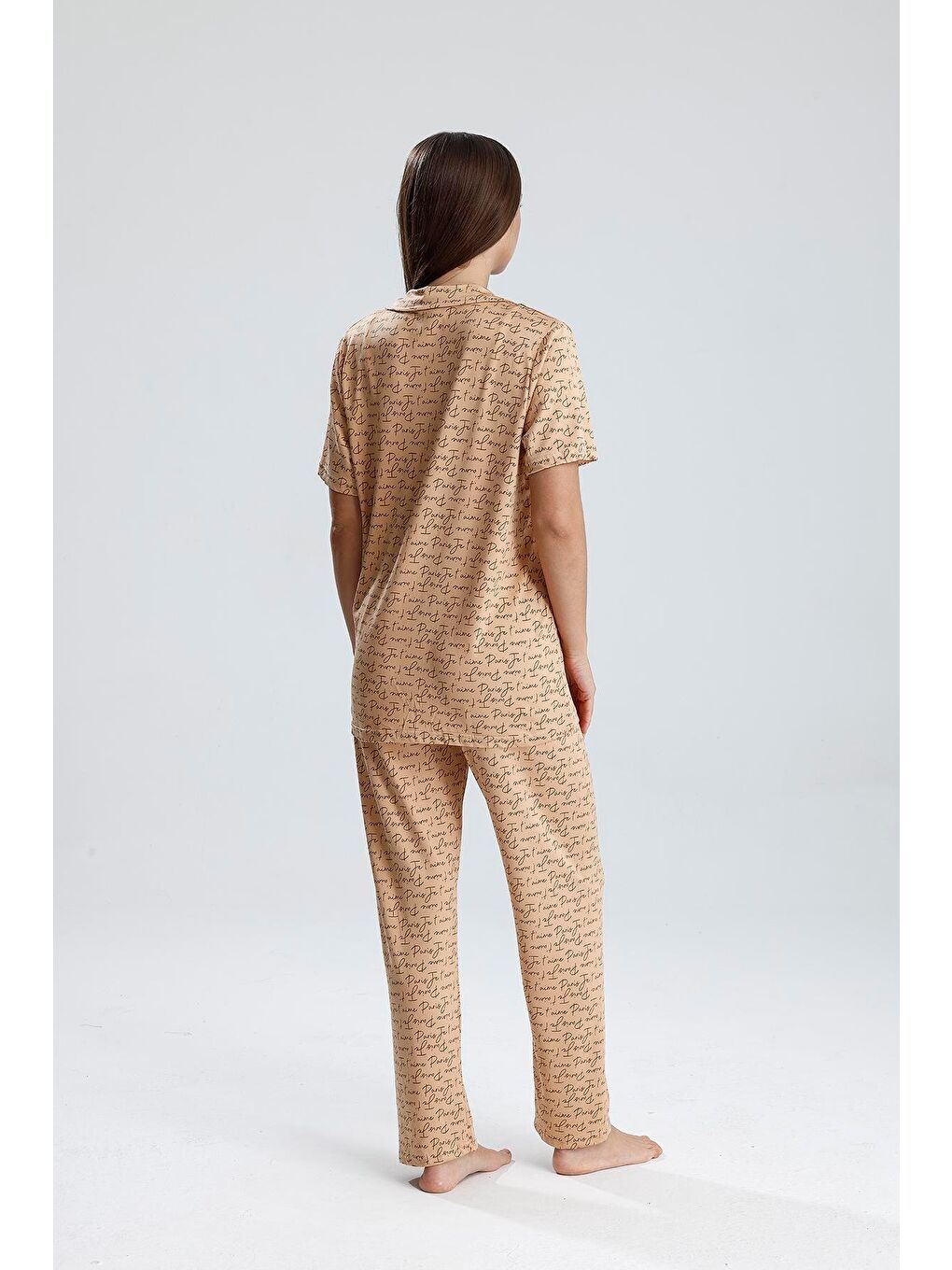 Bej Kadın Önden Düğmeli Pijama Takım | Latte Paris-4