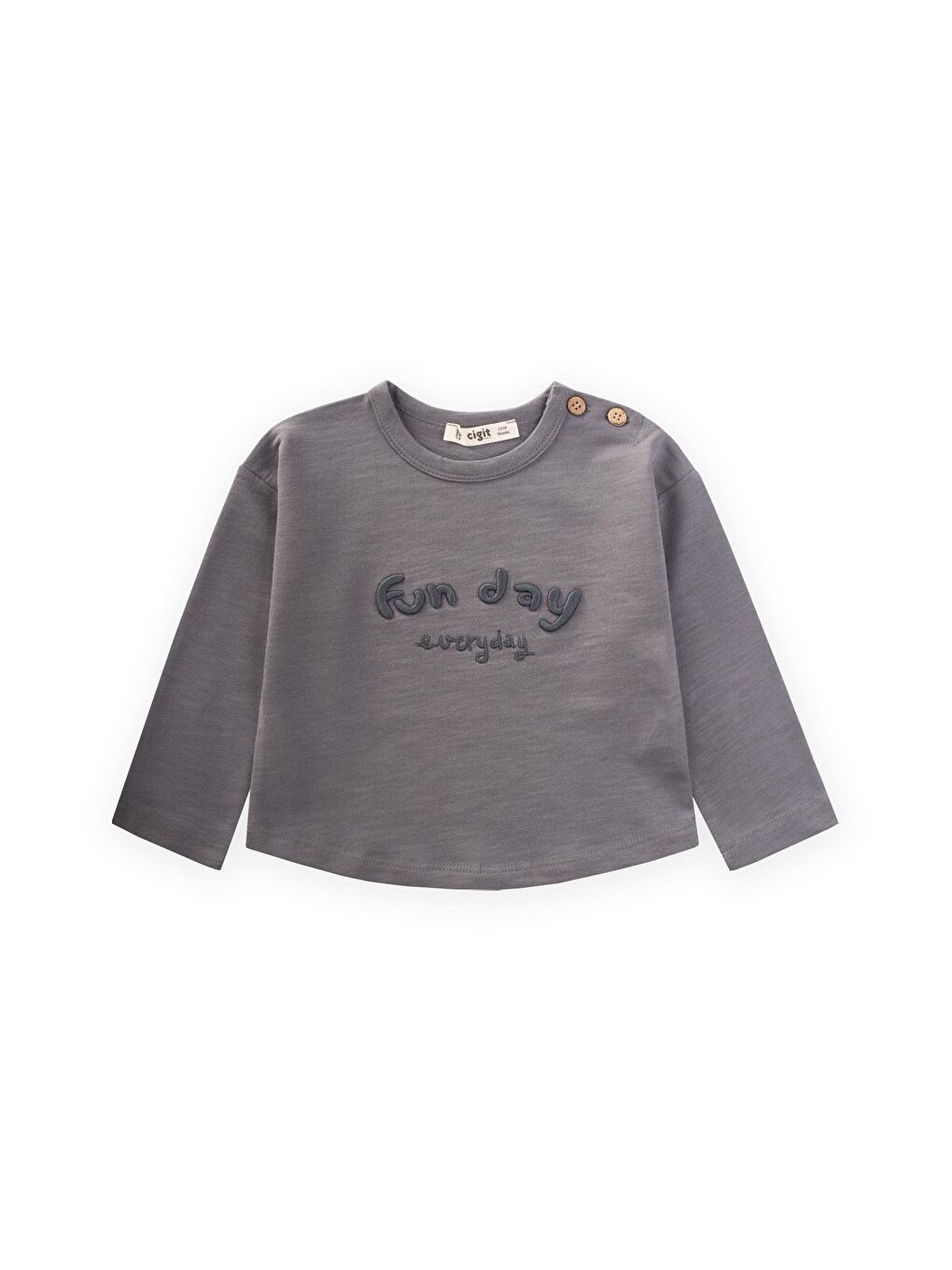 Nakışlı Sweatshirt 1-5 Yaş Gri
