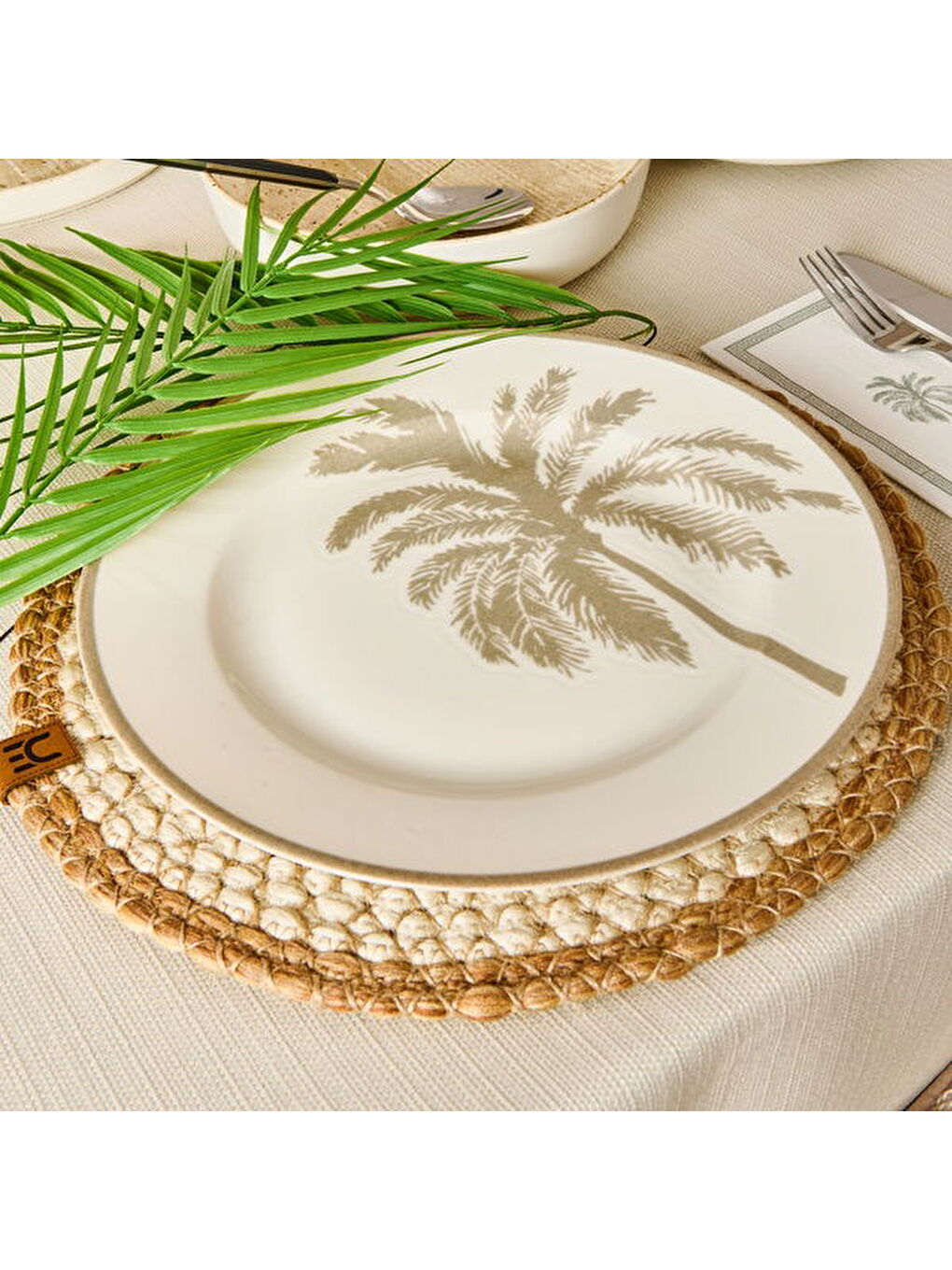 Ekru Kitchen Palm Servis Tabağı - Krem / Bej - 27 cm