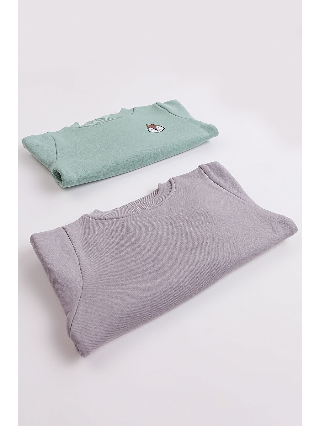 Yeşil Erkek Çocuk 2'li Paket Kalın Arkası Baskılı Sweatshirt