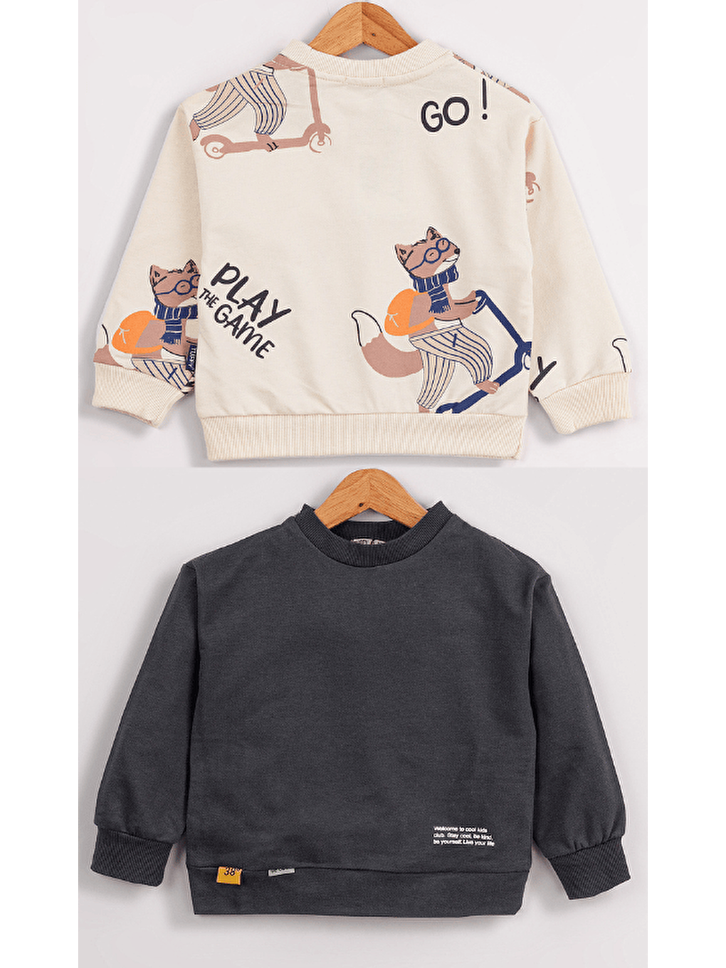 Ekru Erkek Çocuk 2'li Paket Basic Sweatshirt