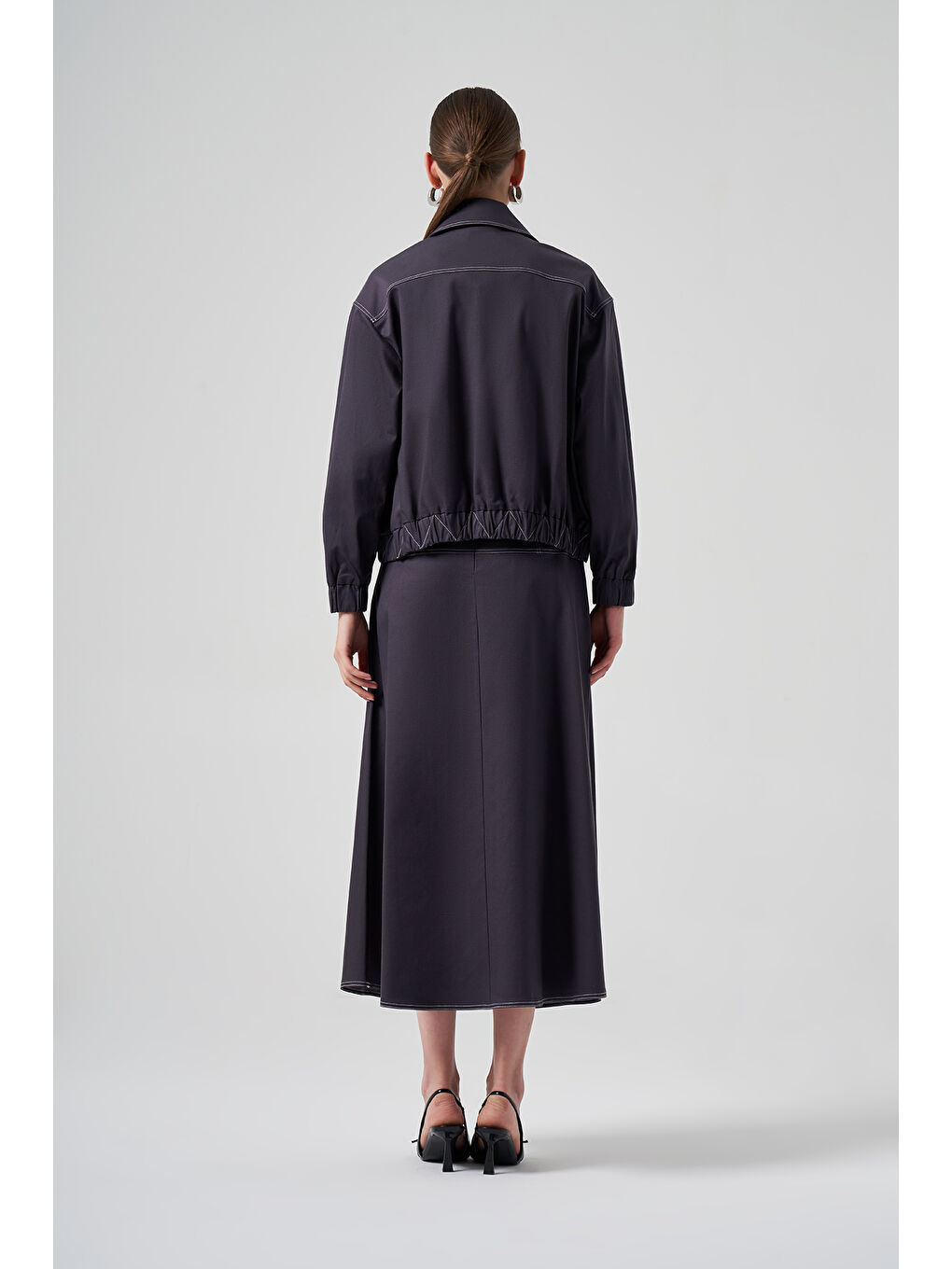 Fermuarlı Kısa Ceket 6027 Antrasit-2