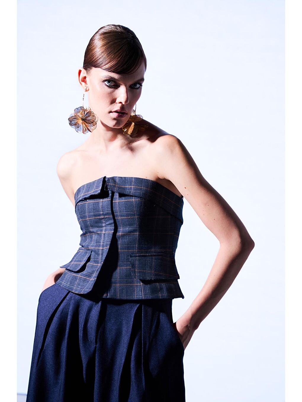 Lacivert Ekoseli Büstiyer