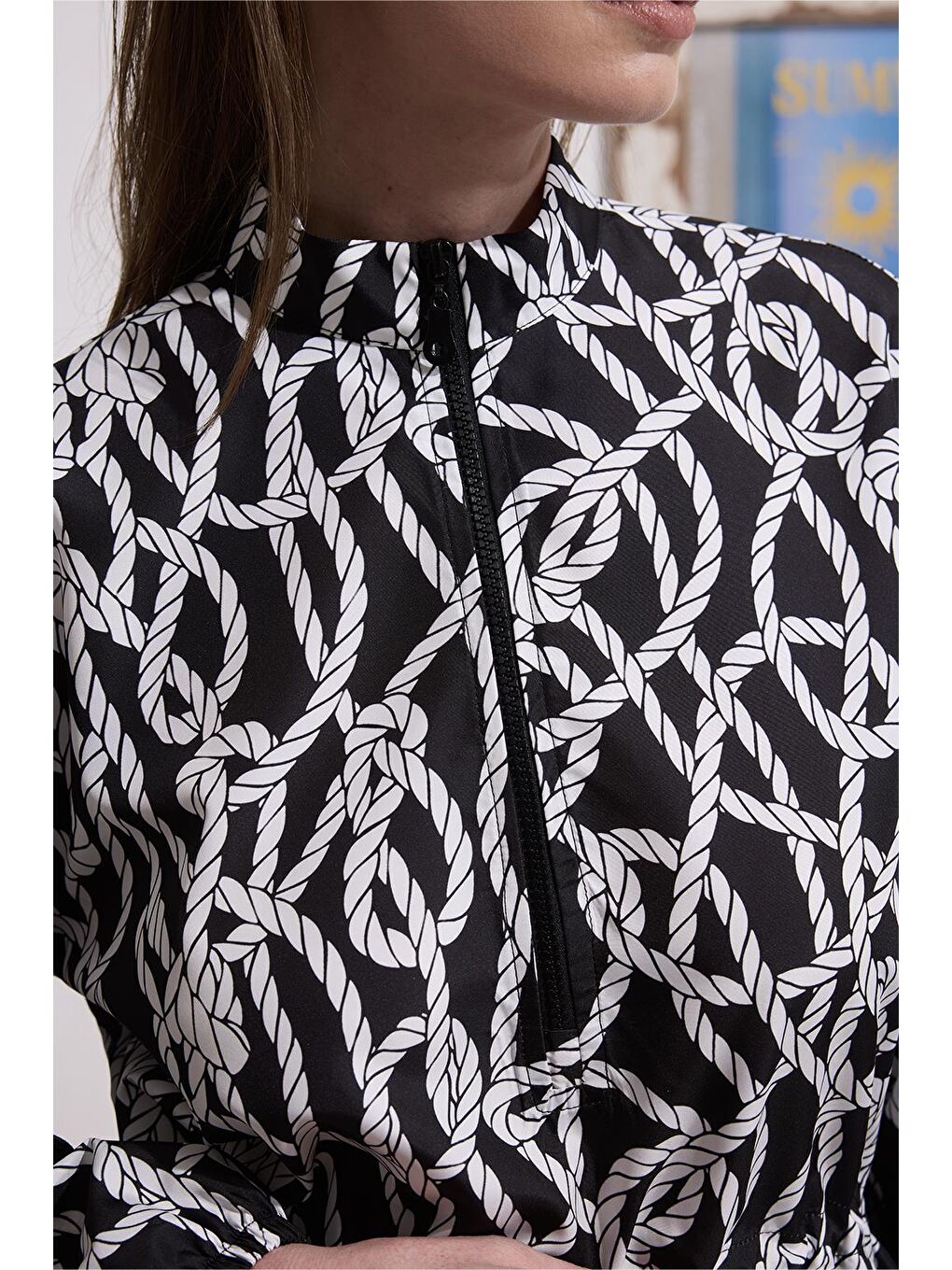 Paraşüt Beli Büzgülü Tesettür Mayo Takım Siyah-7