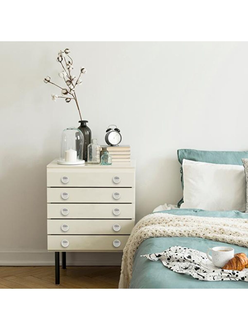 Ufo Bulut Düğme Kulp - Beyaz-1