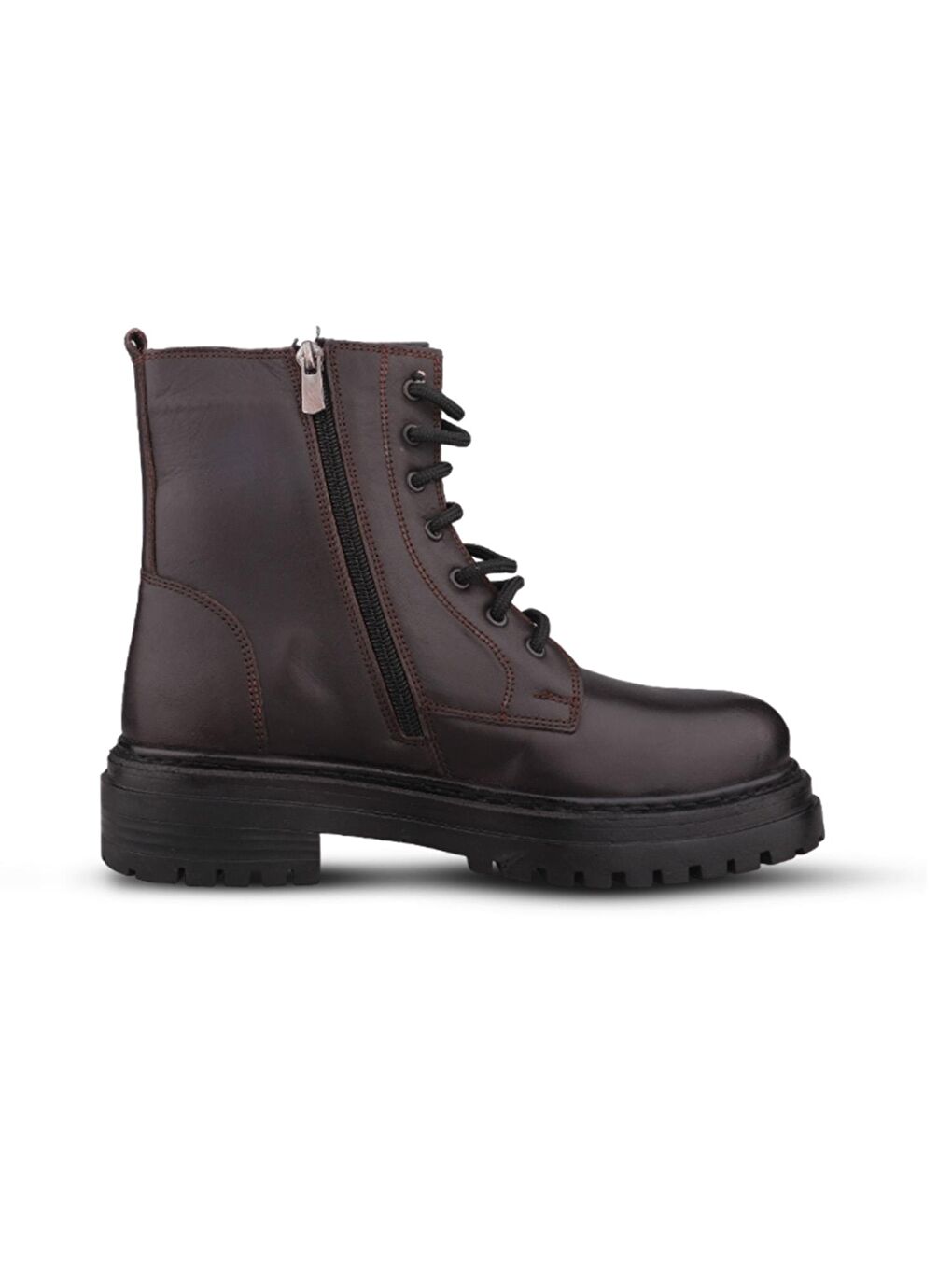 Kahverengi Kadın Günlük Bot - Kahve, Hakiki Deri