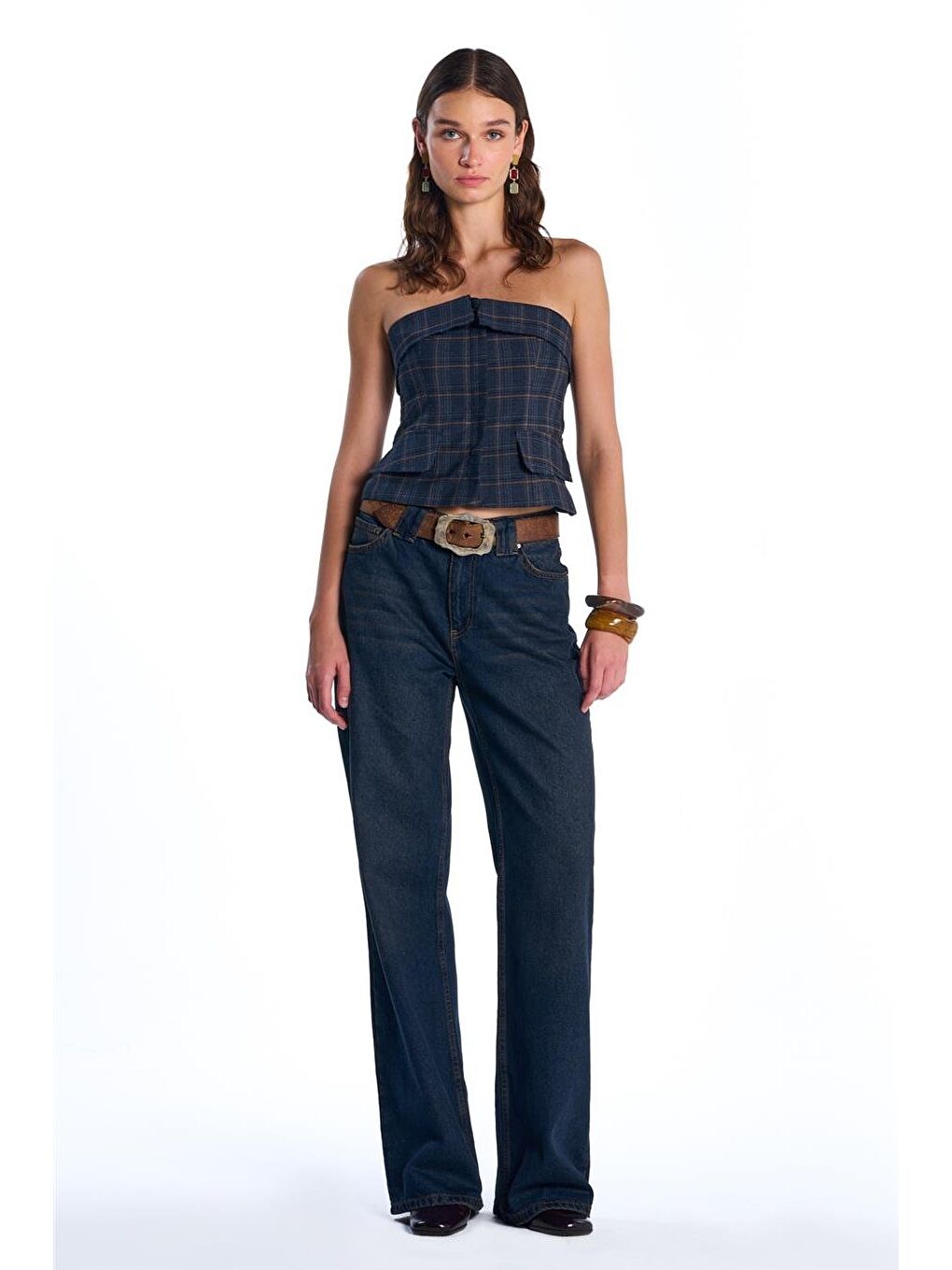 Lacivert Ekoseli Büstiyer-4