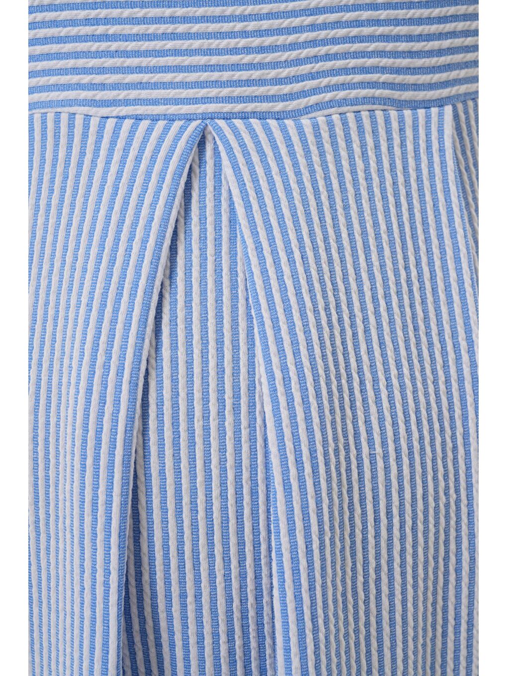 Mavi Beyaz Çizgili Hamile ve Lohusa Kısa Kol Uzun Elbise-6