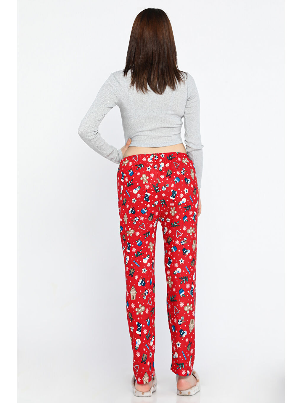 Kırmızı Kadın Desenli Polar Pijama Altı-2