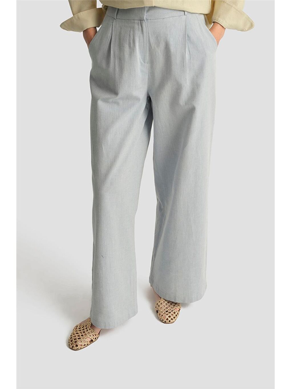 Denim Görünümlü Palazzo Pantolon 25Y2805 Gri Mavi-2