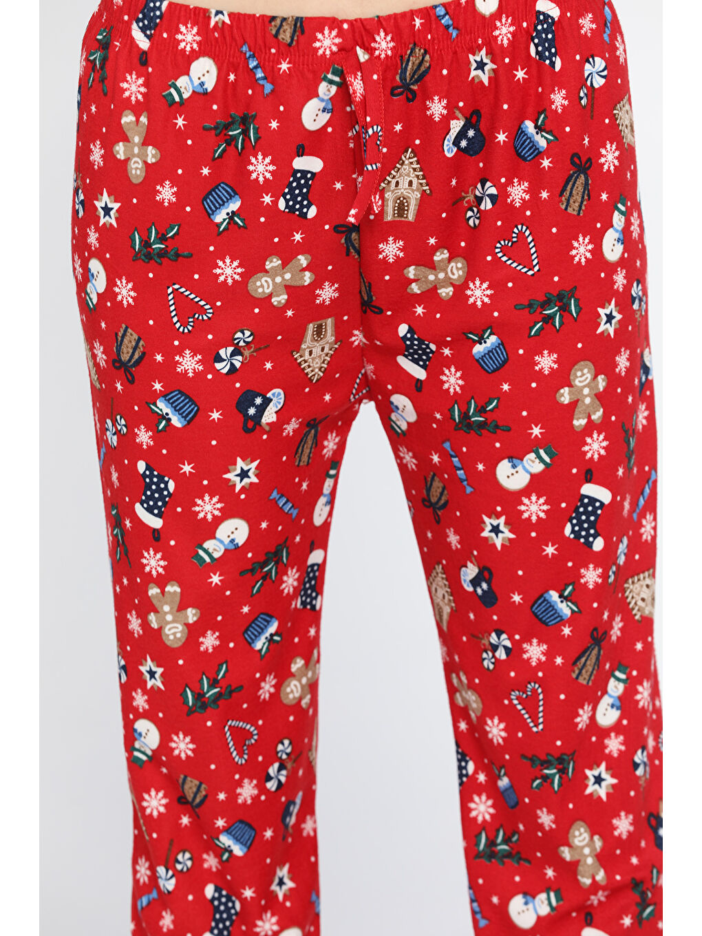 Kırmızı Kadın Desenli Polar Pijama Altı-3