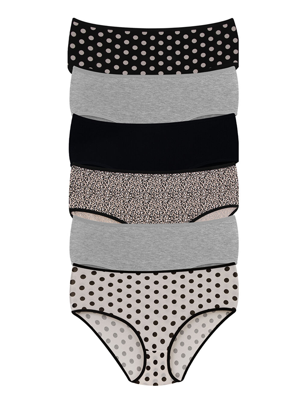 Karışık Kadın Büyük Beden Yüksel Bel Külot 6'Lı Paket-1